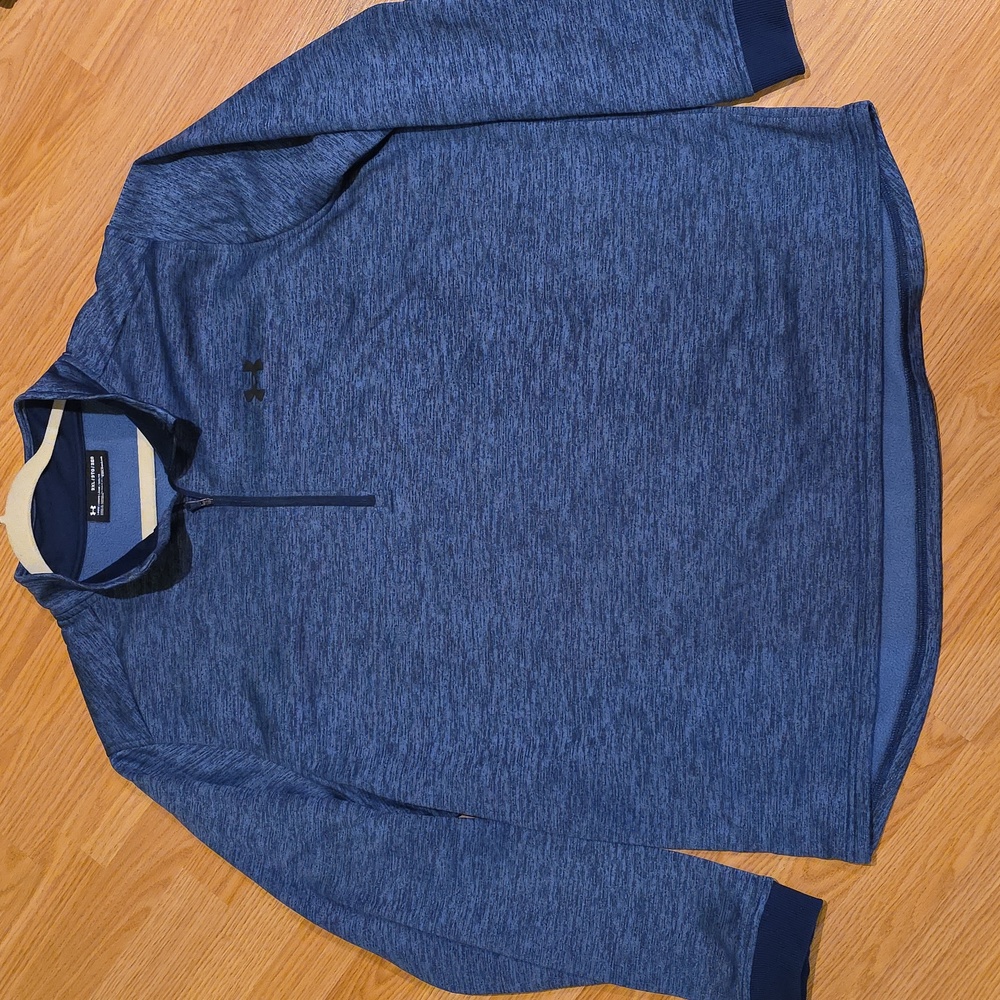 Under Armour Cold Gear Men's Quarter Zip Blue Sweater 3XL Loose FIT
